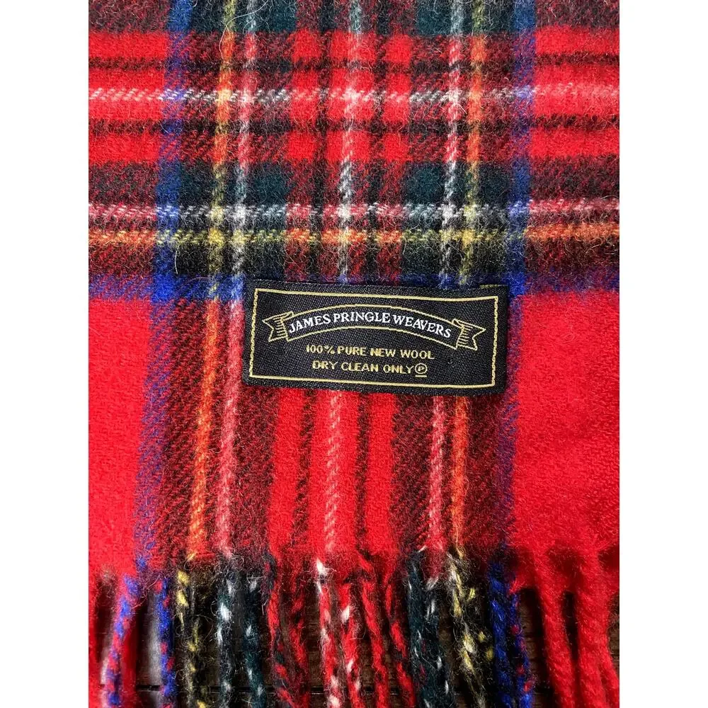 100% Wool Vintage Scotland Tartan Plaid Scarf 58” X 11.5